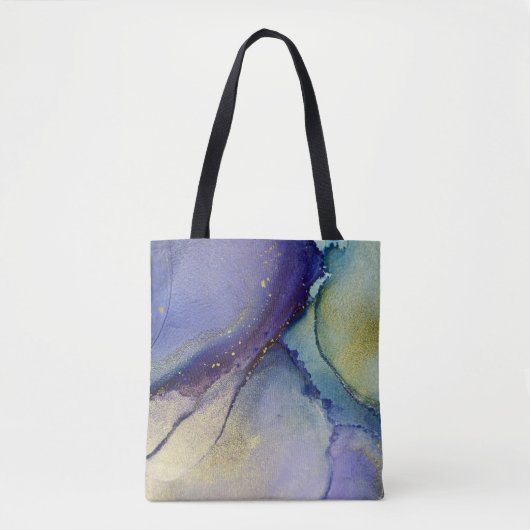 Multicfarbene Abstrakte flüssige Kunst & Gold Tasche (Vorderseite)