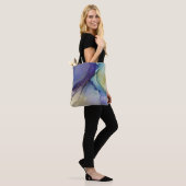 Multicfarbene Abstrakte flüssige Kunst & Gold Tasche (Am Model)