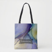 Multicfarbene Abstrakte flüssige Kunst & Gold Tasche (Vorderseite)
