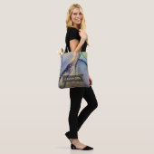 Multicfarbene Abstrakte flüssige Kunst & Gold Tasche (Am Model)