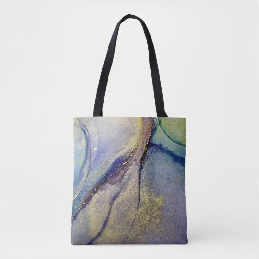 Multicfarbene Abstrakte flüssige Kunst & Gold Tasche (Vorderseite)