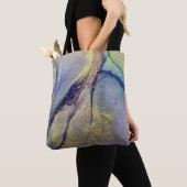 Multicfarbene Abstrakte flüssige Kunst & Gold Tasche (Von Nahem)