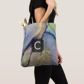 Multicfarbene Abstrakte flüssige Kunst & Gold Tasche (Von Nahem)