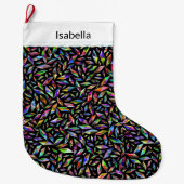 Multicfarbene Diamantschmucke auf schwarzen Weihna Großer Weihnachtsstrumpf (Vorderseite)