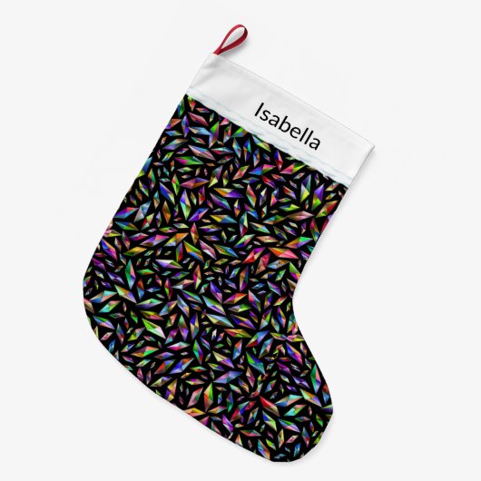 Multicfarbene Diamantschmucke auf schwarzen Weihna Großer Weihnachtsstrumpf (Vorderansicht (hängend))