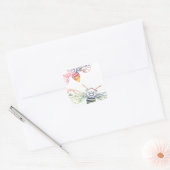 Multicfarbene Honeybee Doodles Quadratischer Aufkleber (Umschlag)
