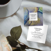 Multicfarbene Iridescent Gold Abstrakt Liquid Art Quadratische Visitenkarte