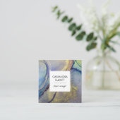 Multicfarbene Iridescent Gold Abstrakt Liquid Art Quadratische Visitenkarte (Stehend Vorderseite)