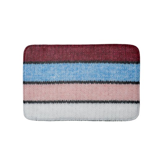 Multicfarbene Stripwolle: Stoffgewebe. Badematte (Vorderseite)