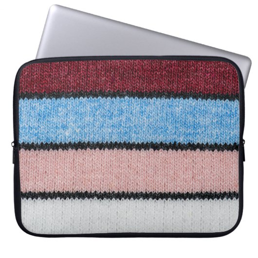 Multicfarbene Stripwolle: Stoffgewebe. Laptopschutzhülle (Vorderseite)