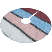Multicfarbene Stripwolle: Stoffgewebe. Polyester Weihnachtsbaumdecke (Schrägansicht)
