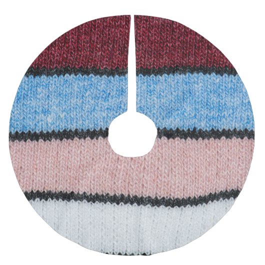 Multicfarbene Stripwolle: Stoffgewebe. Polyester Weihnachtsbaumdecke (Vorderseite)