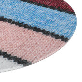 Multicfarbene Stripwolle: Stoffgewebe. Schneidebrett (Ecke)