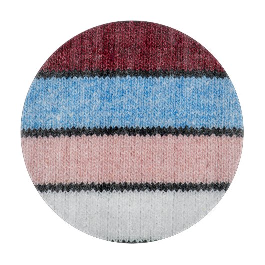 Multicfarbene Stripwolle: Stoffgewebe. Schneidebrett (Vorderseite)