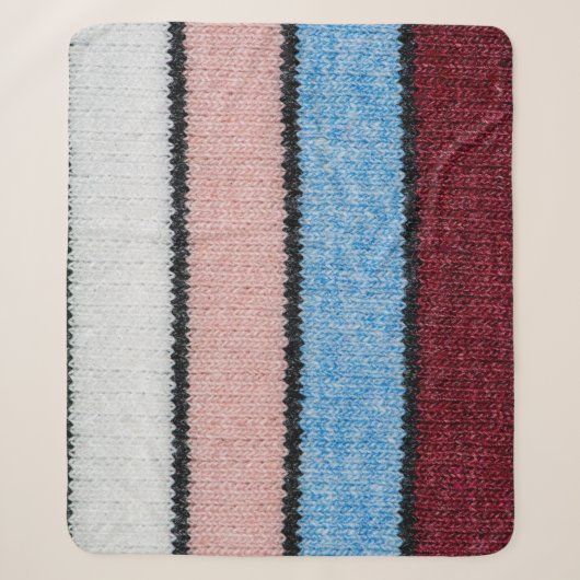 Multicfarbene Stripwolle: Stoffgewebe. Sherpadecke (Vorderseite)