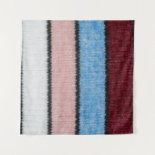 Multicfarbene Stripwolle: Stoffgewebe. Wandteppich (Vorderseite (Horizontal))
