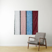 Multicfarbene Stripwolle: Stoffgewebe. Wandteppich (Beispiel (Horizontal))