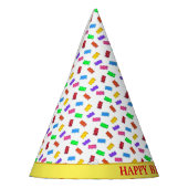 Multicfarbene Süßbären auf Weiß Partyhütchen (Links)