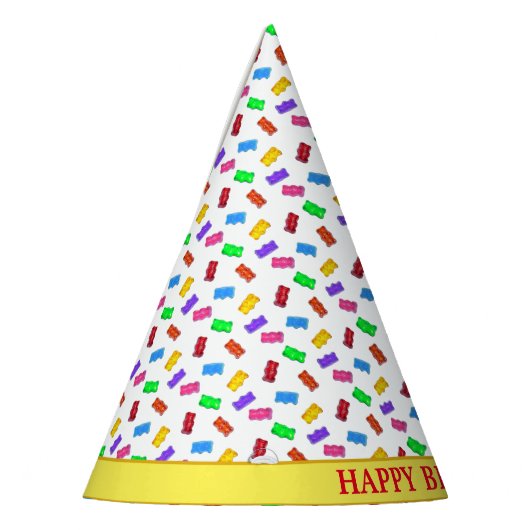 Multicfarbene Süßbären auf Weiß Partyhütchen (Links)