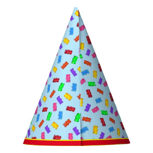 Multicfarbene Süßbären Geburtstag Partyhütchen (Rückseite)