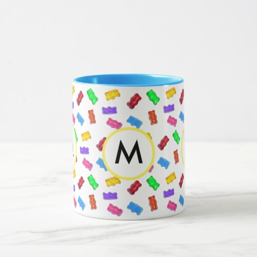 Multicfarbene Süßbären & Kalligraphie auf Weiß Tasse (Zentrum)