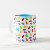 Multicfarbene Süßbären und Monogramm Zweifarbige Tasse (Vorderseite Links)