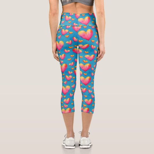 Multicfarbene Wasserfarbenherde Hochgebirgskappen Capri Leggings (Rückseite)
