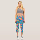 Multicfarbene Wasserfarbenherde Hochgebirgskappen Capri Leggings (Vorderseite)