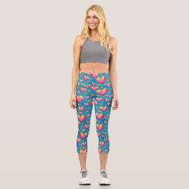 Multicfarbene Wasserfarbenherde Hochgebirgskappen Capri Leggings