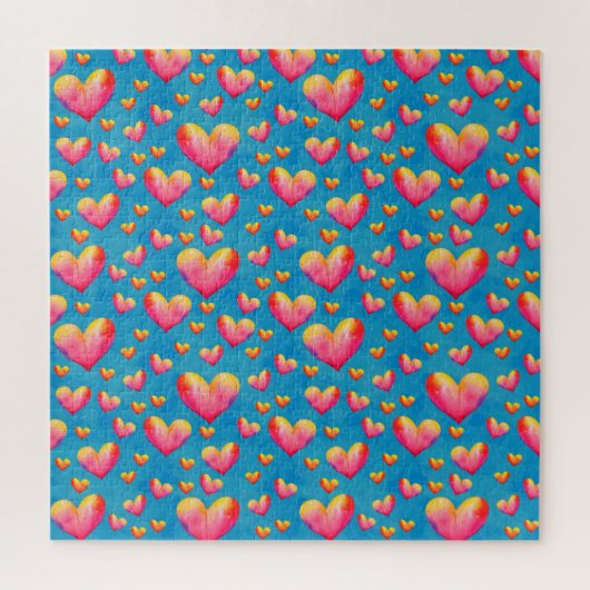 Multicfarbene Wasserfarbenherzen Jigsaw Puzzle (Vertikal)