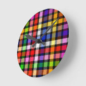 Multicfarbener Flannel Twill Kariert Tartan auf sc Runde Wanduhr (Winkel)