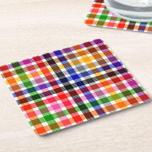 Multicfarbener Flannel Twill Kariert Tartan auf we Rechteckiger Pappuntersetzer