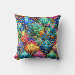Multicfarbener Rainbow Mermaid-Schwanz Print Kissen