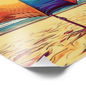 Multicfarbener Regenschirm in der Mitte des Sandes Fotodruck (Ecke)