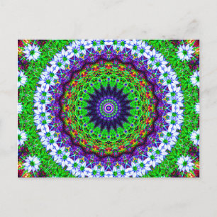 Multicfarbenes Kaleidoskop Mandala Postkarte