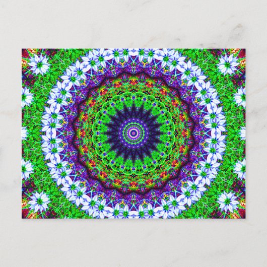 Multicfarbenes Kaleidoskop Mandala Postkarte (Vorderseite)