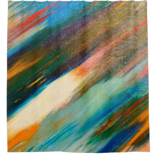 Multicfarbige lange diagonale Wasserfarbenstäbe au Duschvorhang (Vorderseite)