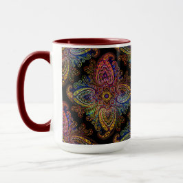 Multicilored Paisley on Black Background Tasse