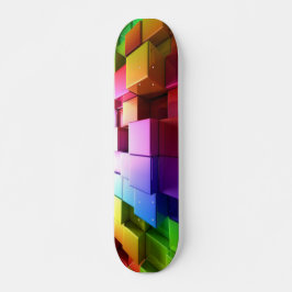 Multicolor 3d Cube Design Skateboard