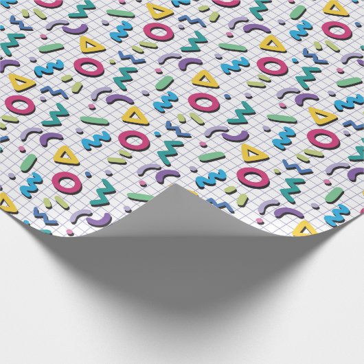 Multicolor 80er Memphis-Muster Geschenkpapier (Ecke)