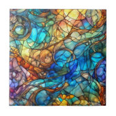 Multicolor Abstract 77 Stained Glass style Fliese (Vorderseite)