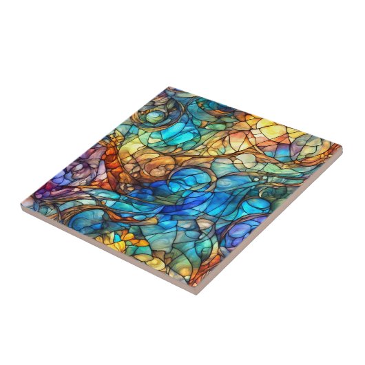 Multicolor Abstract 77 Stained Glass style Fliese (Seite)