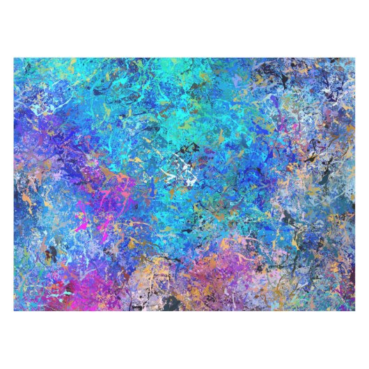 Multicolor Abstrakt Holi-Spritzer-Malerei Tischdecke (Vorderseite (Horizontal))