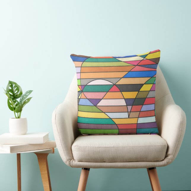 Multicolor Abstrakt mit abgerundeter Geometrie Kissen (Stuhl )