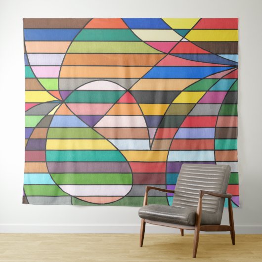 Multicolor Abstrakt mit abgerundeter Geometrie Wandteppich (Beispiel (Horizontal))