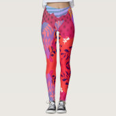 Multicolor abstrakte Blumenkolorkunst Leggings (Vorderseite)