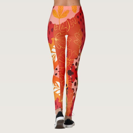 Multicolor abstrakte Blumenkolorkunst Leggings (Rückseite)