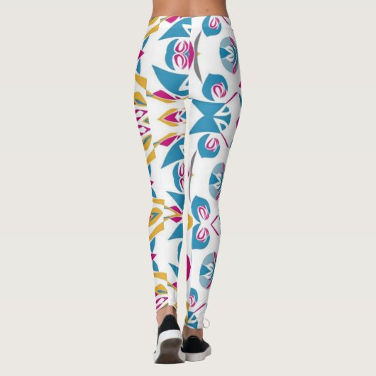 Multicolor-abstraktes Stoffmuster Leggings (Rückseite)