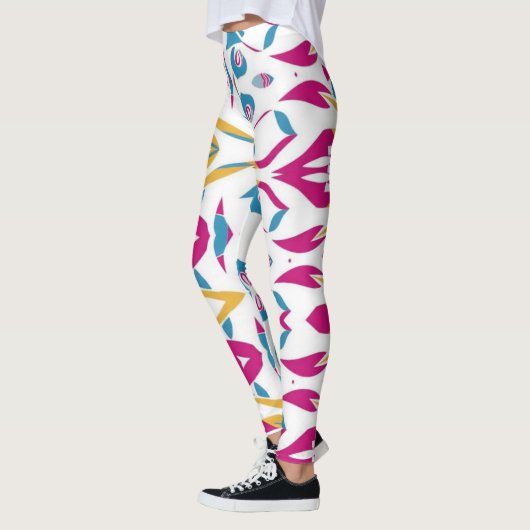 Multicolor-abstraktes Stoffmuster Leggings (Links)