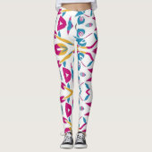 Multicolor-abstraktes Stoffmuster Leggings (Vorderseite)